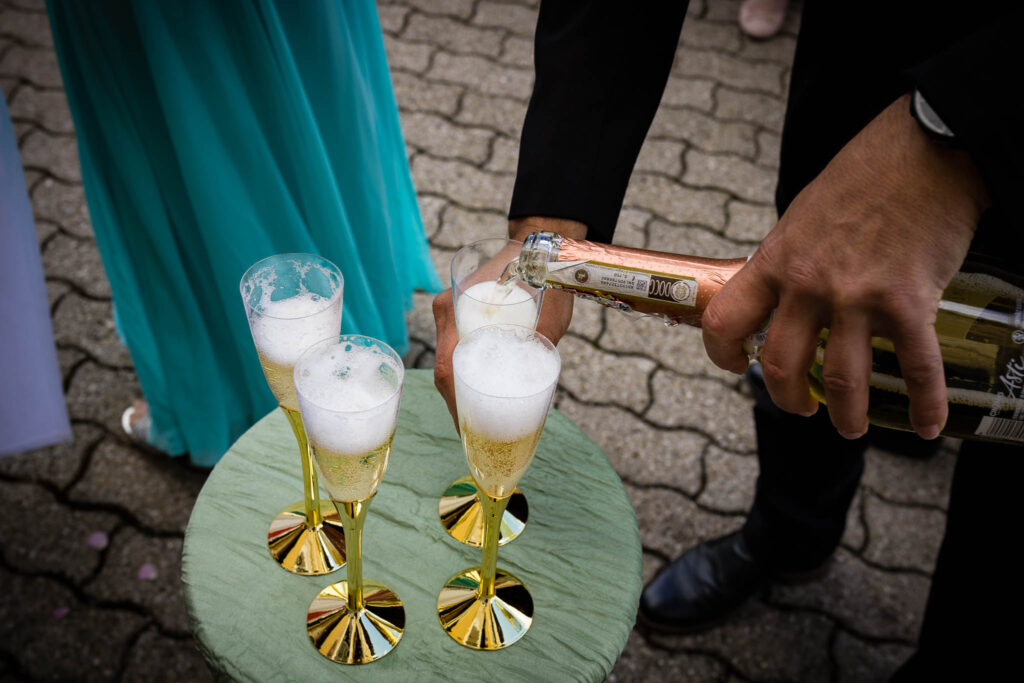 Sektempfang auf der Hochzeit in Glonn von Pia und Marcel