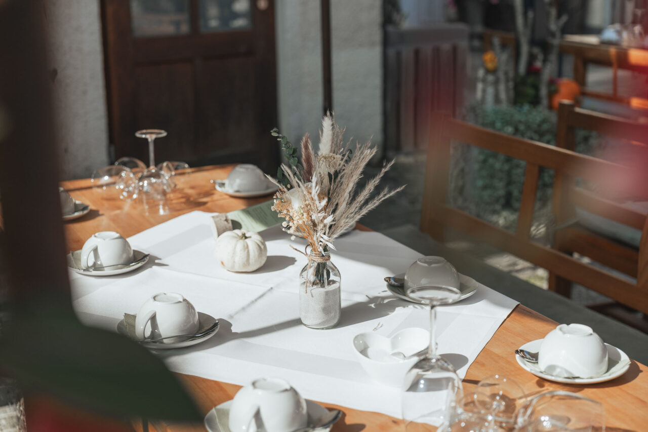 Tischgedeckt beim Rockermeier Unterpindhart auf einer Hochzeit