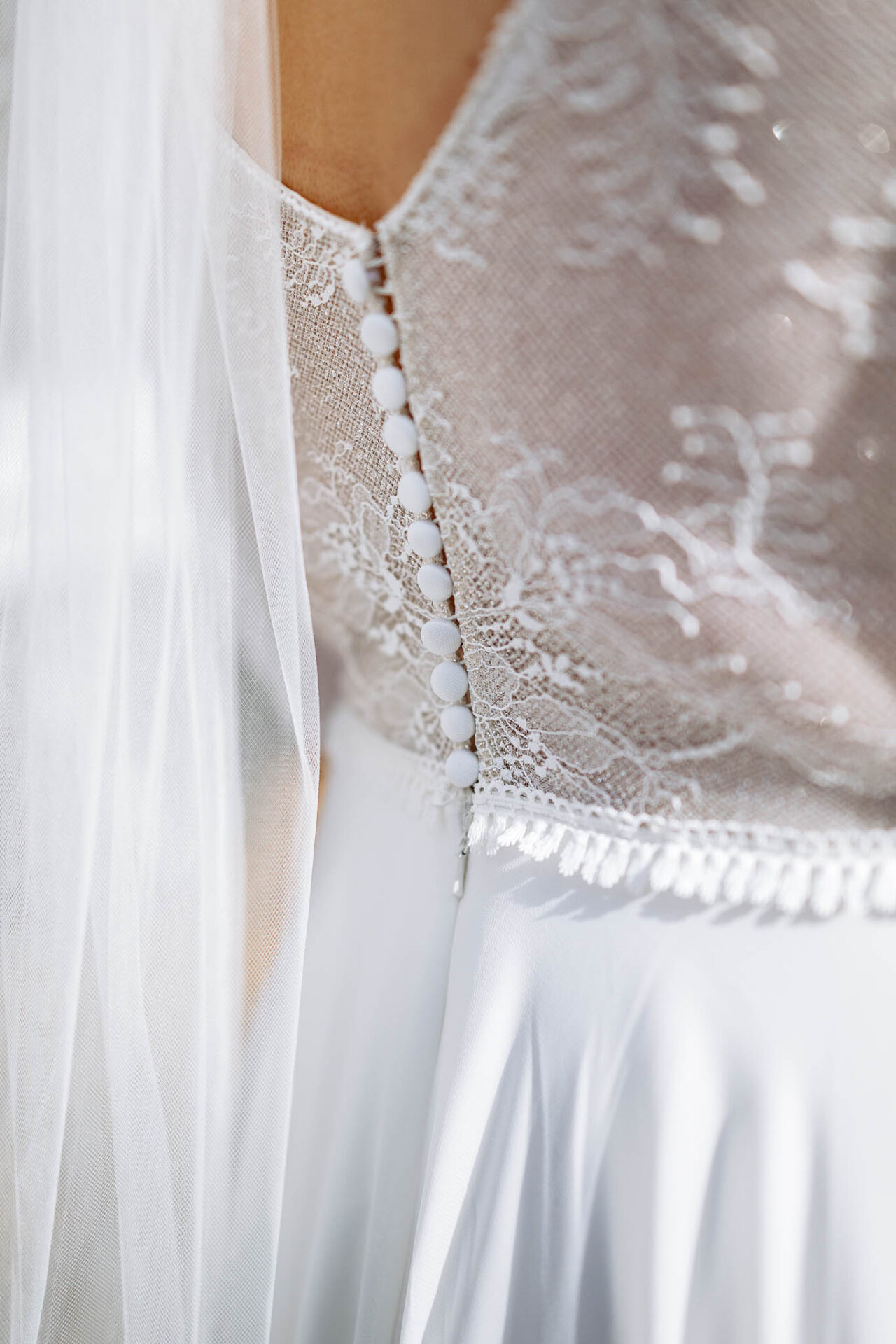 Detailaufnahme von Brautkleid von Hochzeitsrausch Brautmoden München