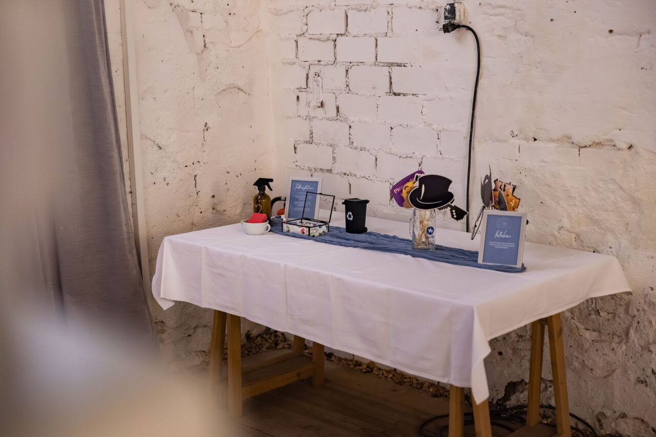 Fotobox Tisch im Ochsenstall in der Fürst Carl Schlossbrauerei Ellingen