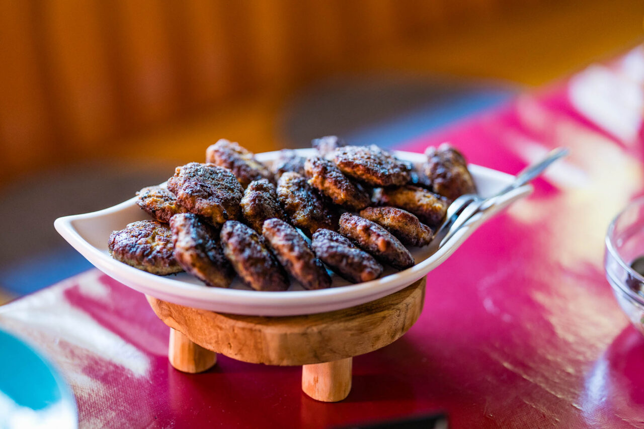 Fleischpflanzerl in der Holledauer Hütte als Häppchen für die Hochzeitsgäste