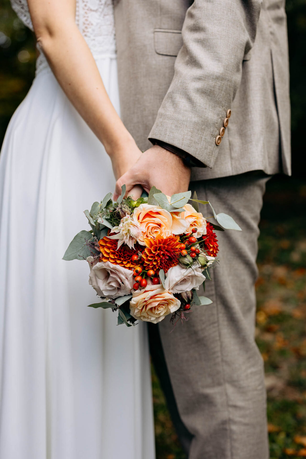 Brautstrauß Detailfoto in Herbstfarben am Starnberger See